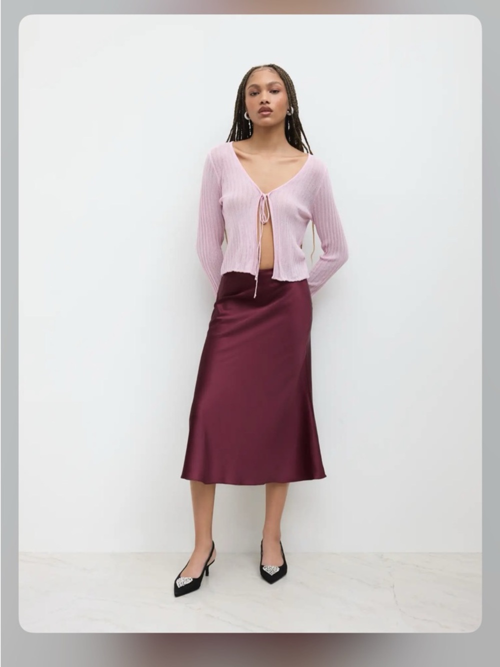 SATIN SOLID RUFFLE MAXI CHIC SKIRT M WC19-19